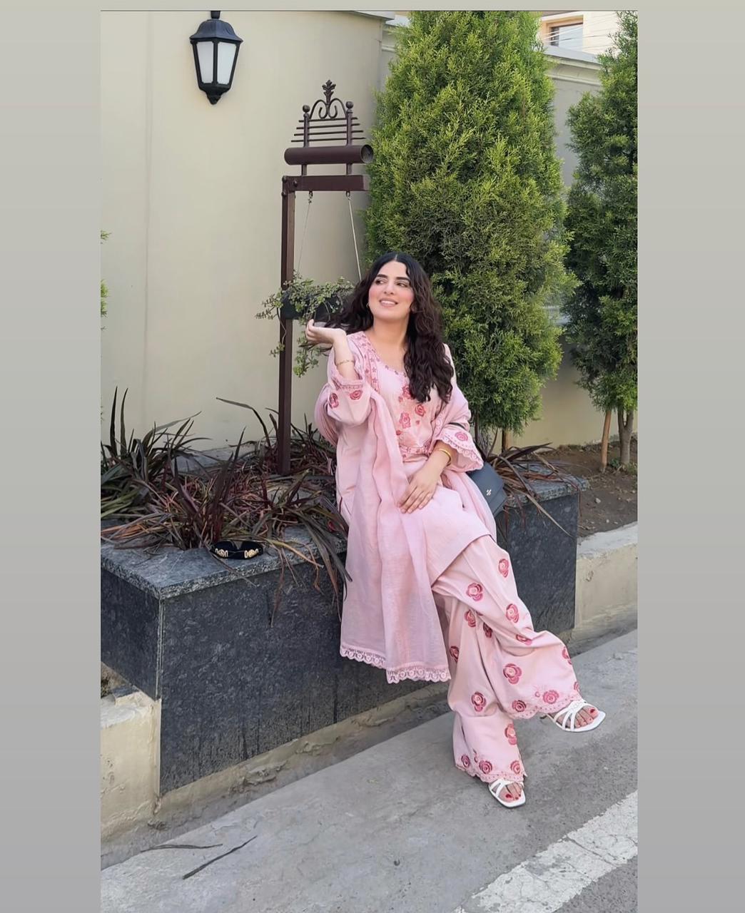 Trendy Light Pink Fully Stitched Palazzo Suit