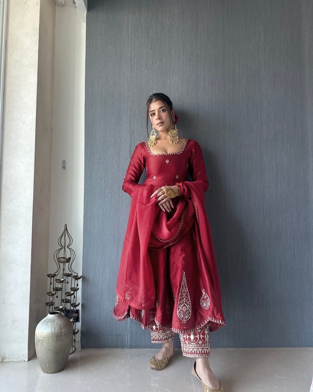 Fabulous Sequence Work Red Color Anarkali Gown