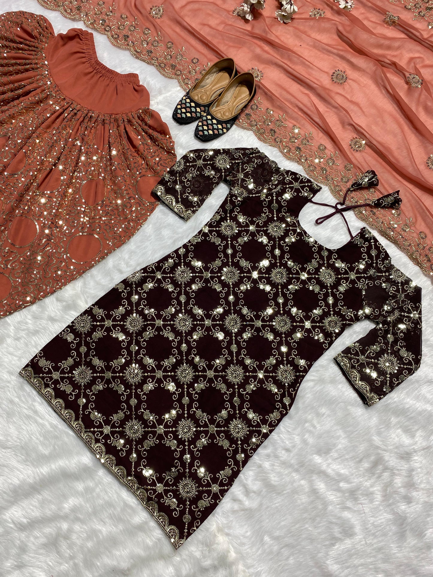 Punjabi Style Sequence Work Black Color Dhoti Suit