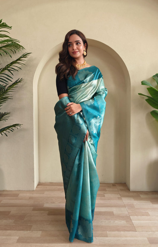 Teal Green Color Traditional Silk Rich Pallu Saree