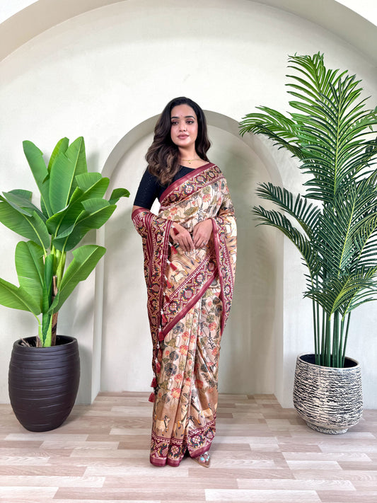 Glorious Dola Viscose Beige Color Saree