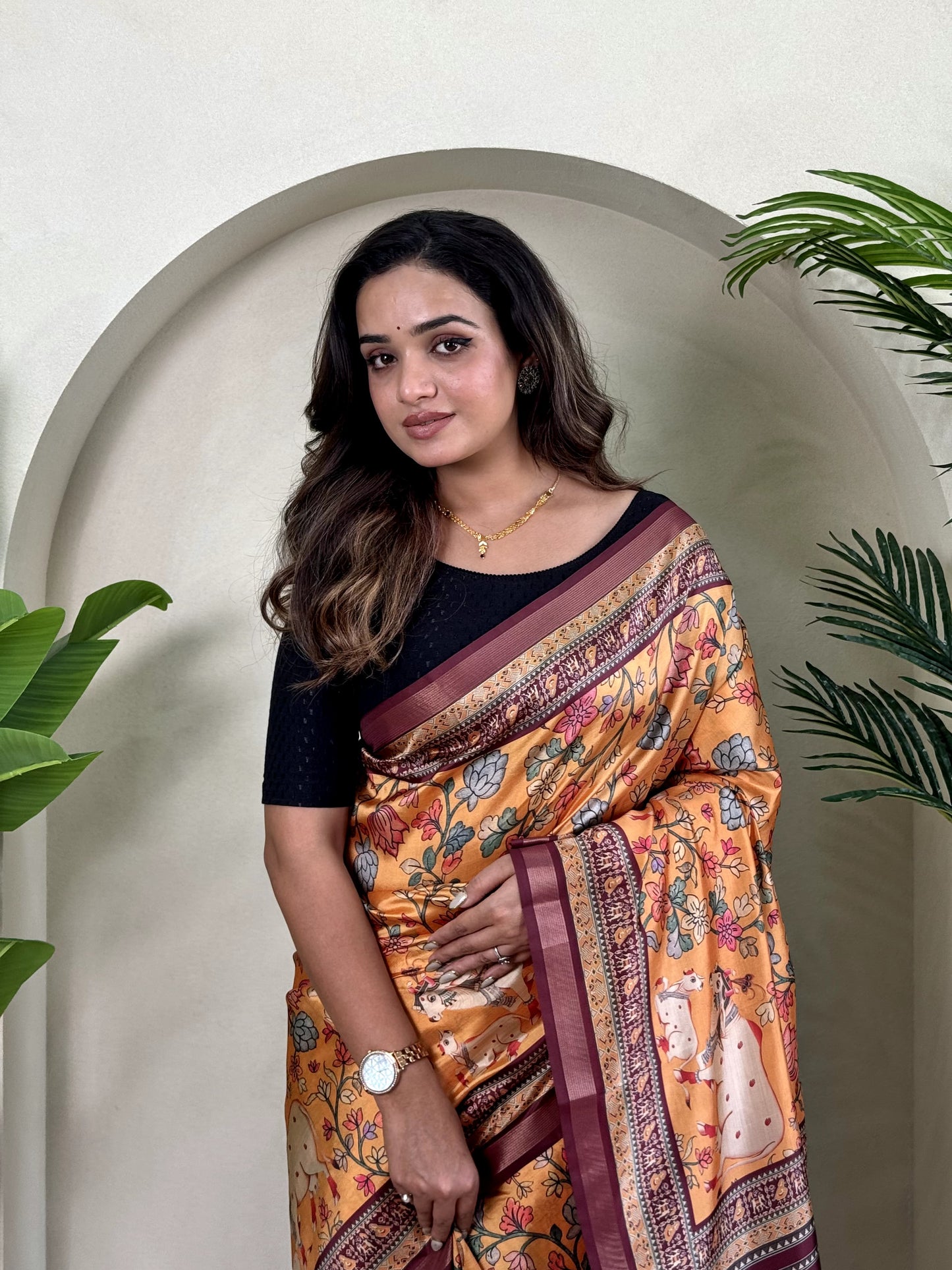 Glorious Dola Viscose Orange Color Saree