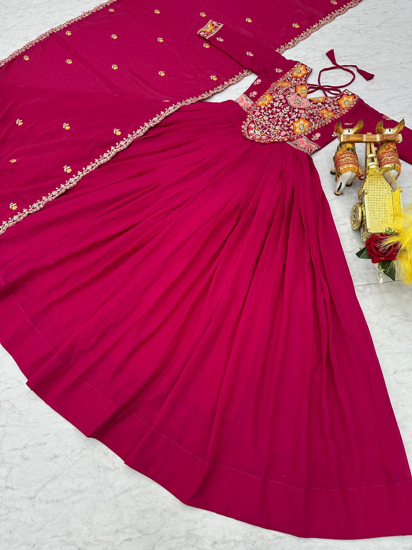 Awesome Sequence Work Pink Color Gown