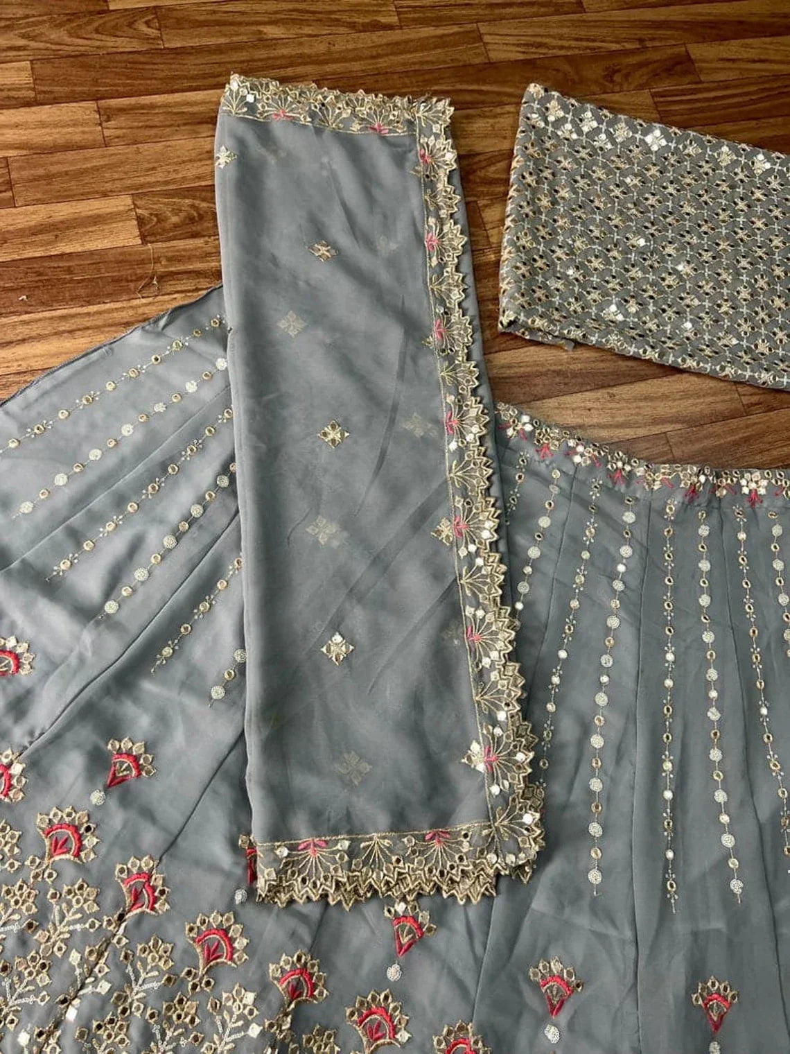 GREY TRENDY A LINE LEHENGA FOR ENGAGEMENT