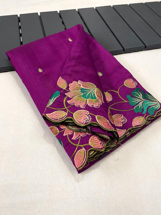 Ravishing Tussar Silk Purple Color Saree