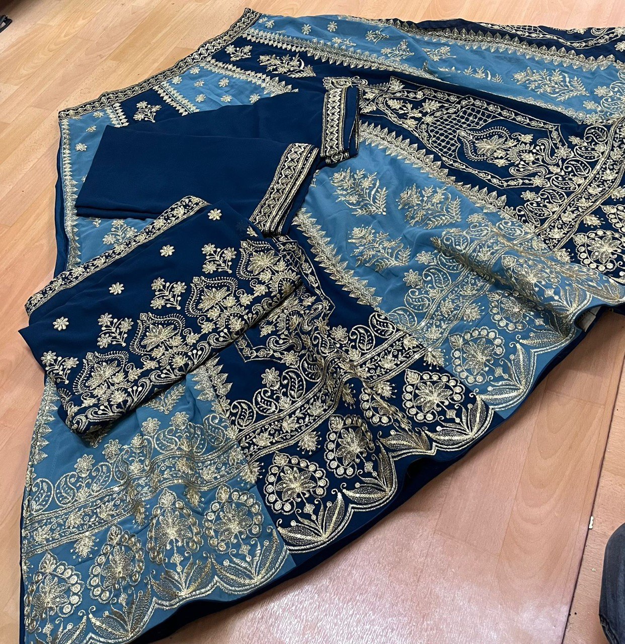 Blue Color Sequence & Zari Embroidery Work Designer Wedding Lehenga Choli