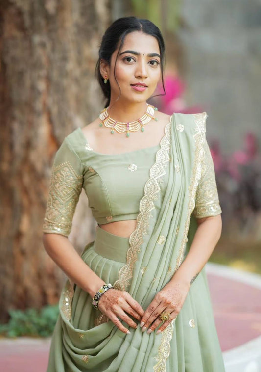 Attractive Sequence Work Perrot Color lehenga choli