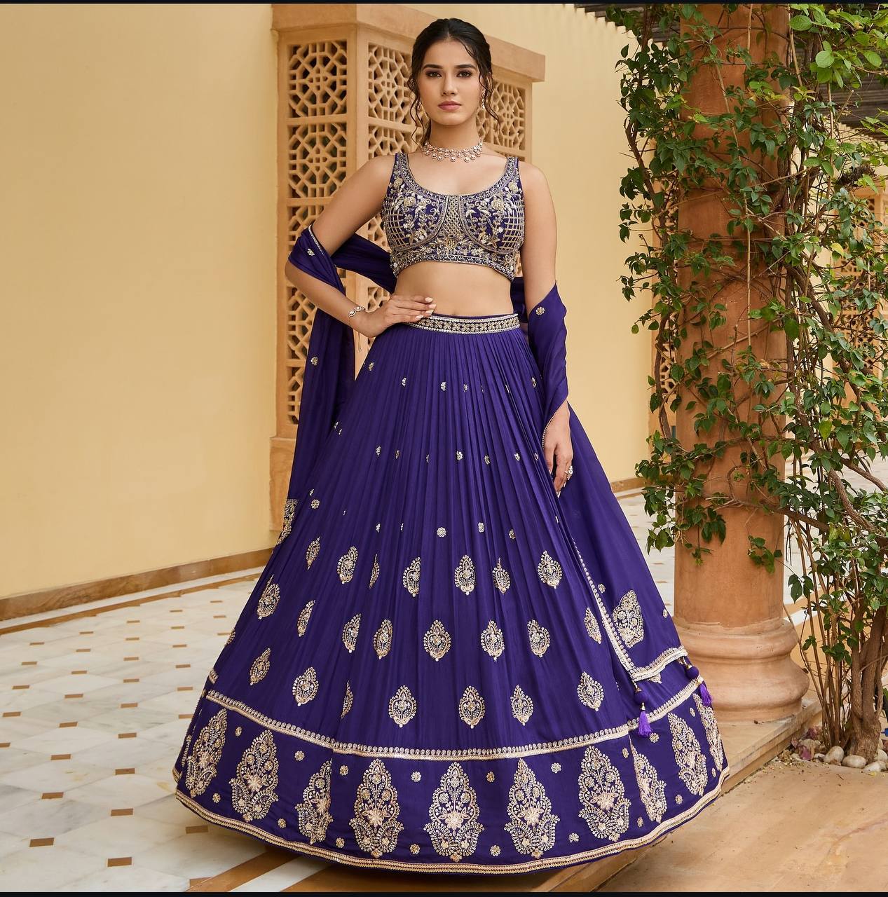Designer Sequence Work Blue Color lehenga choli