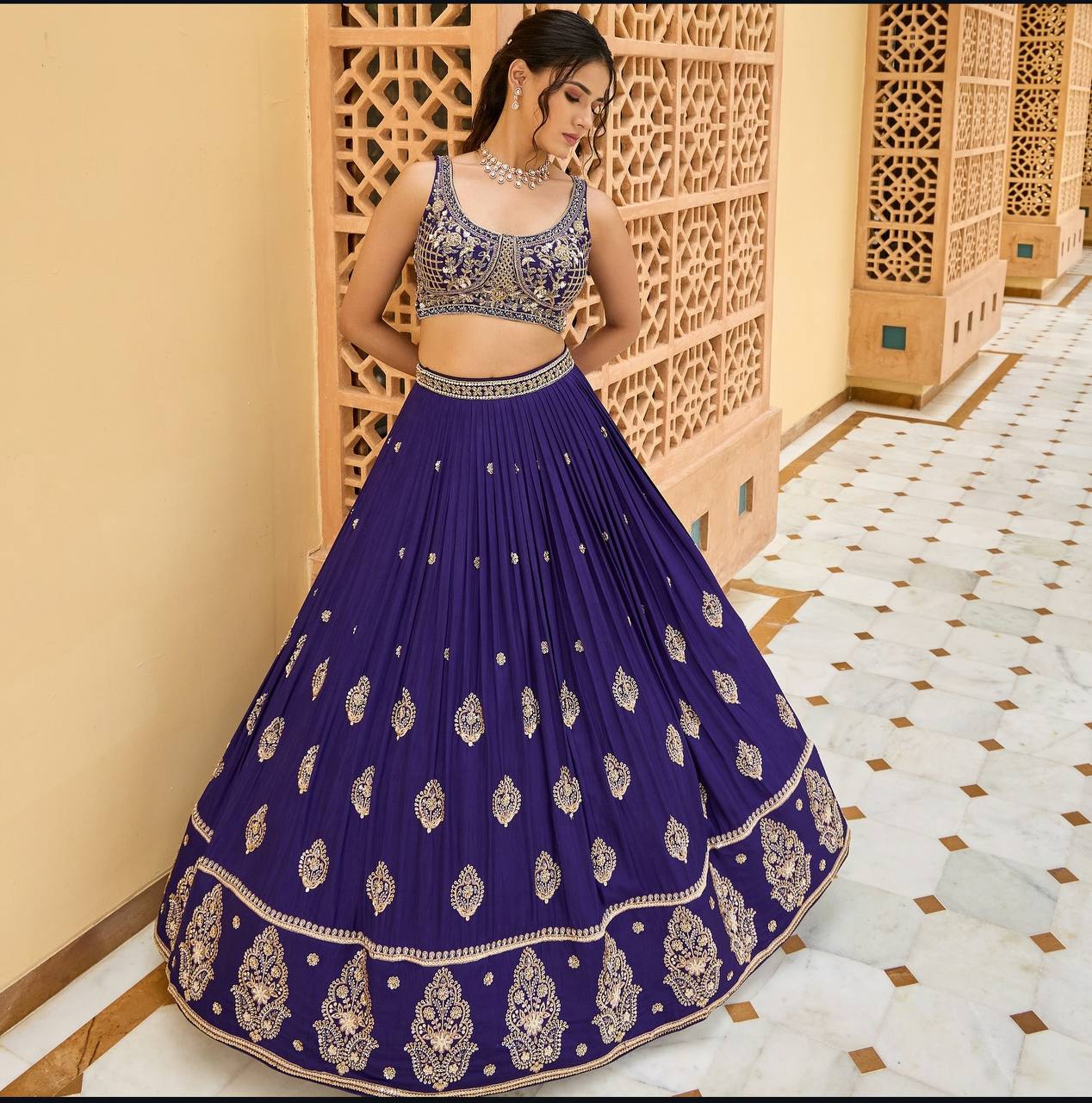 Designer Sequence Work Blue Color lehenga choli