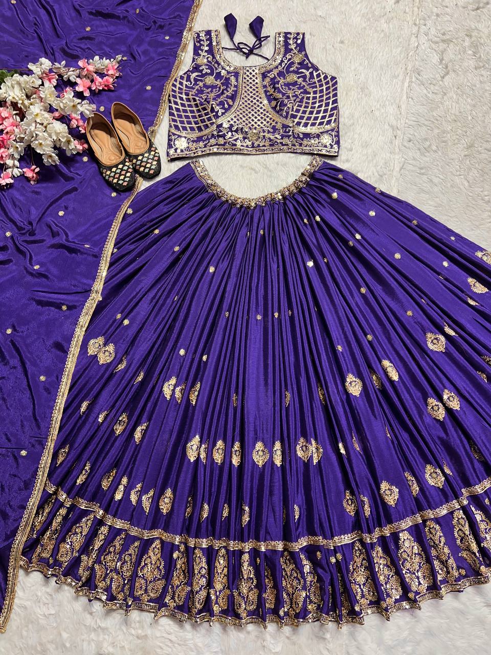 Designer Sequence Work Blue Color lehenga choli