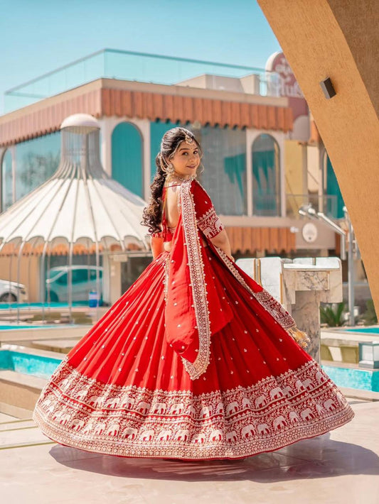 Bridal Wear Heavy Work Red Color Lehenga Choli