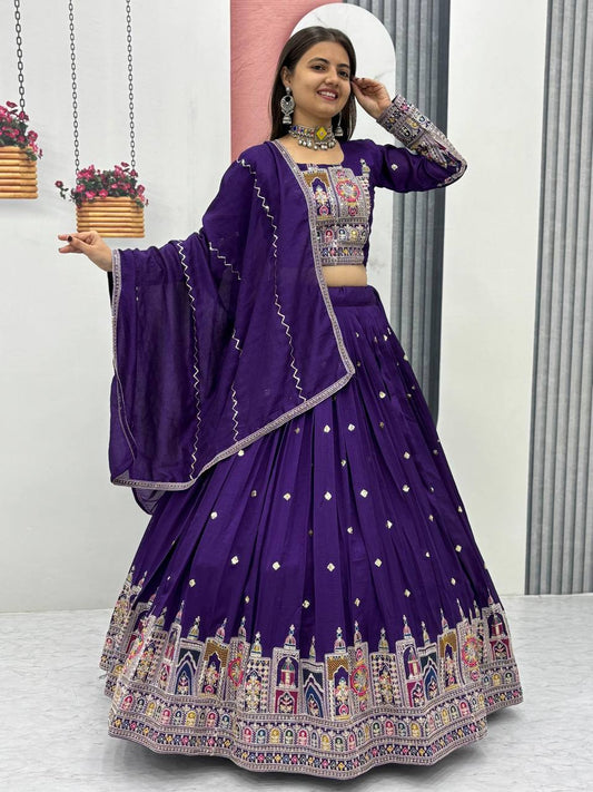 Occasion Wear Sequence Work Purple Color Lehenga Choli