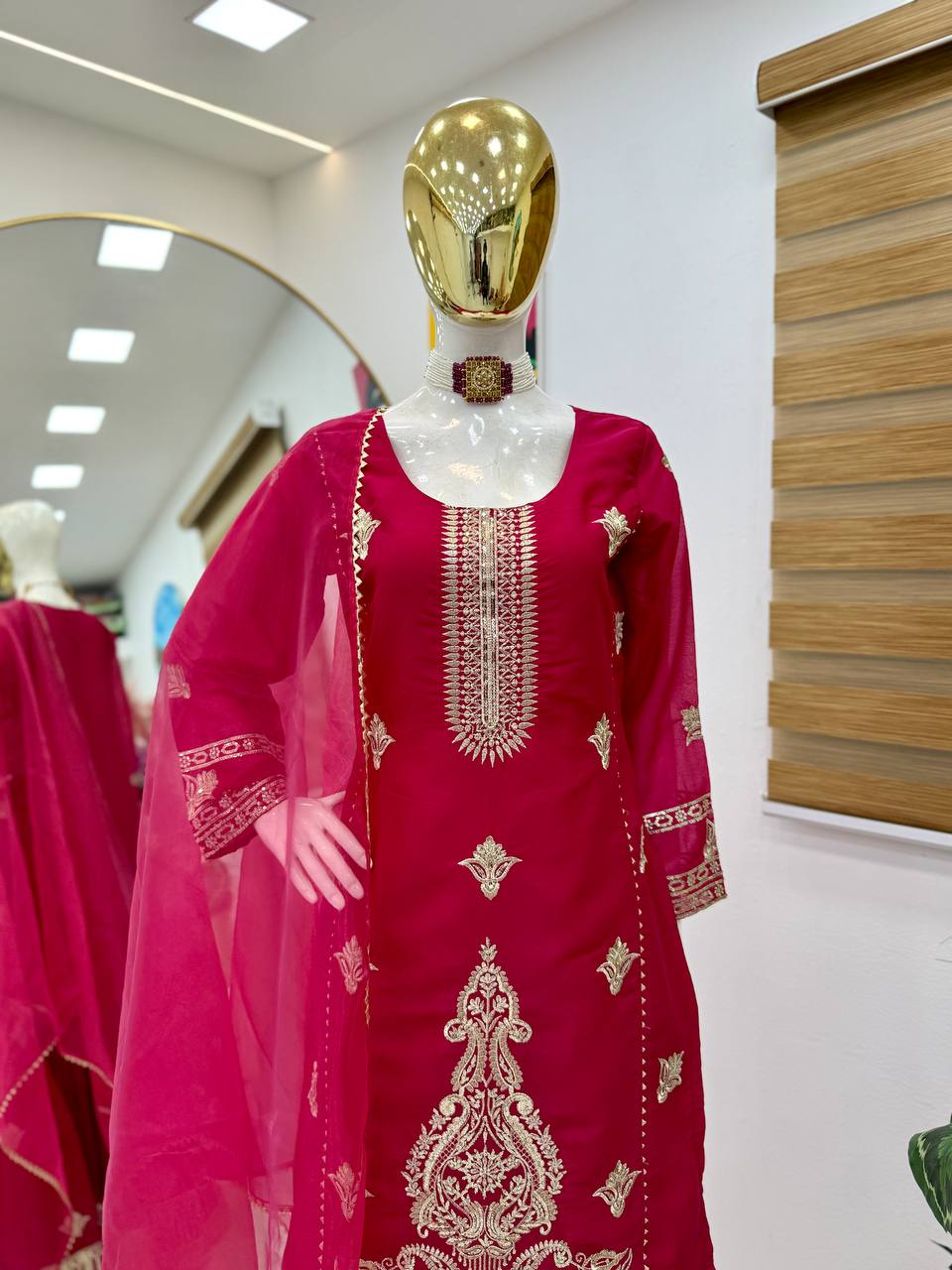 Lovely Sequence Work Pink Color Palazzo Suit