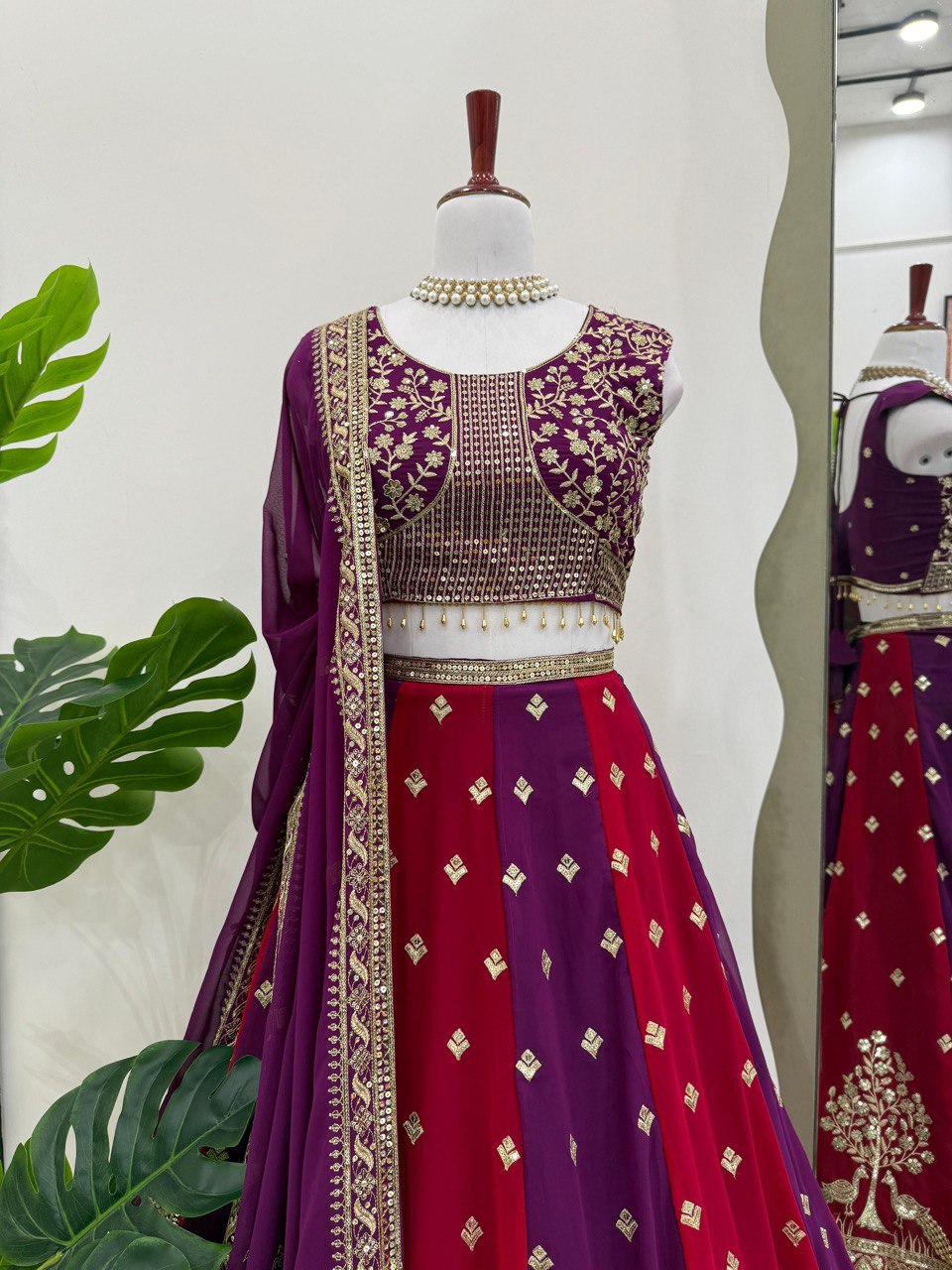 Flattering  Sequence Work Double Shaded Lehenga Choli
