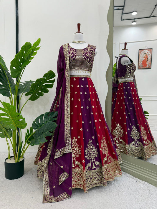 Flattering  Sequence Work Double Shaded Lehenga Choli