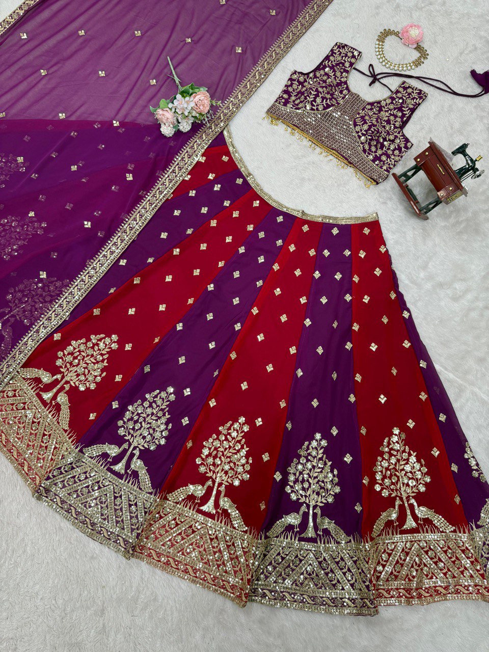 Flattering  Sequence Work Double Shaded Lehenga Choli