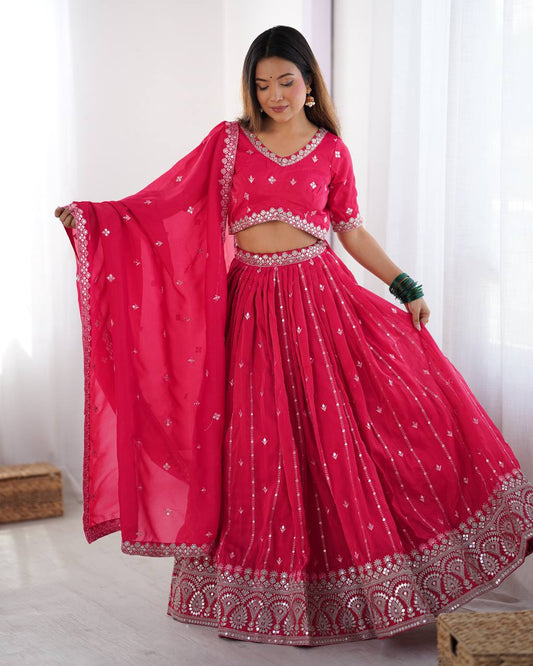 Traditional Wear Sequence Work Pink Color Lehenga Choli