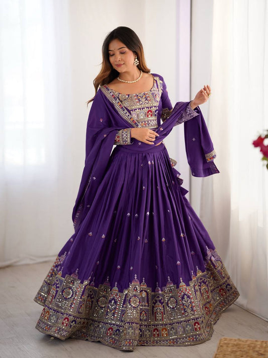 Marriage Special Sequence Work Purple Color Lehenga Choli