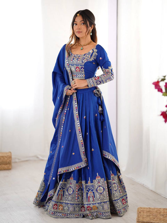 Marriage Special Sequence Work Navy Blue Color Lehenga Choli