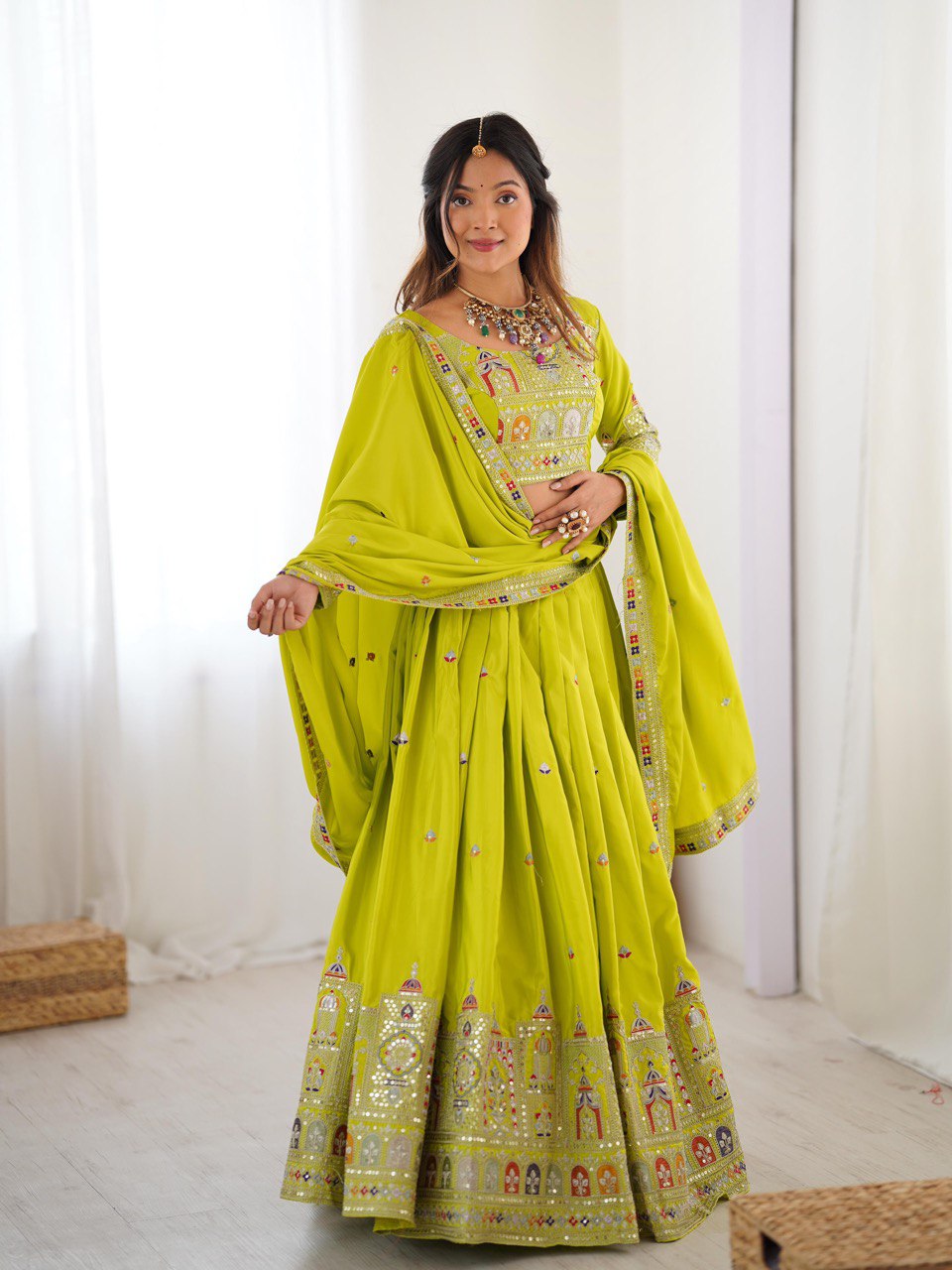 Marriage Special Sequence Work Lemon Color Lehenga Choli