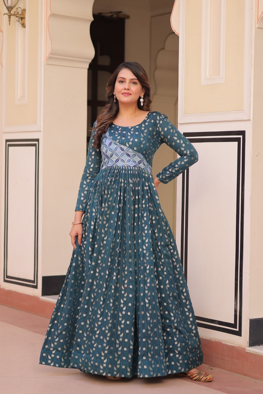 Function Wear Printed Rama Color Flair Gown