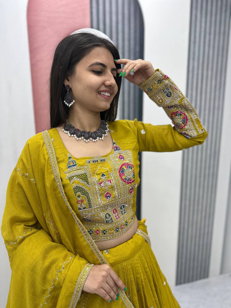 Occasion Wear Sequence Work Mustard Color Lehenga Choli