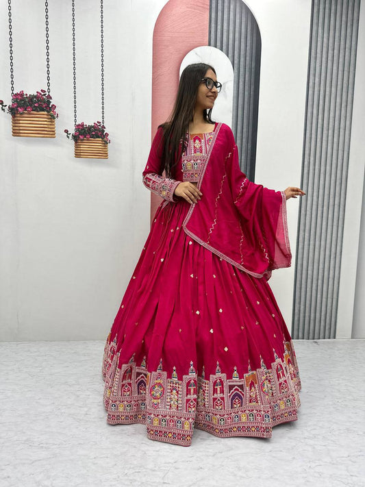 Occasion Wear Sequence Work Pink Color Lehenga Choli