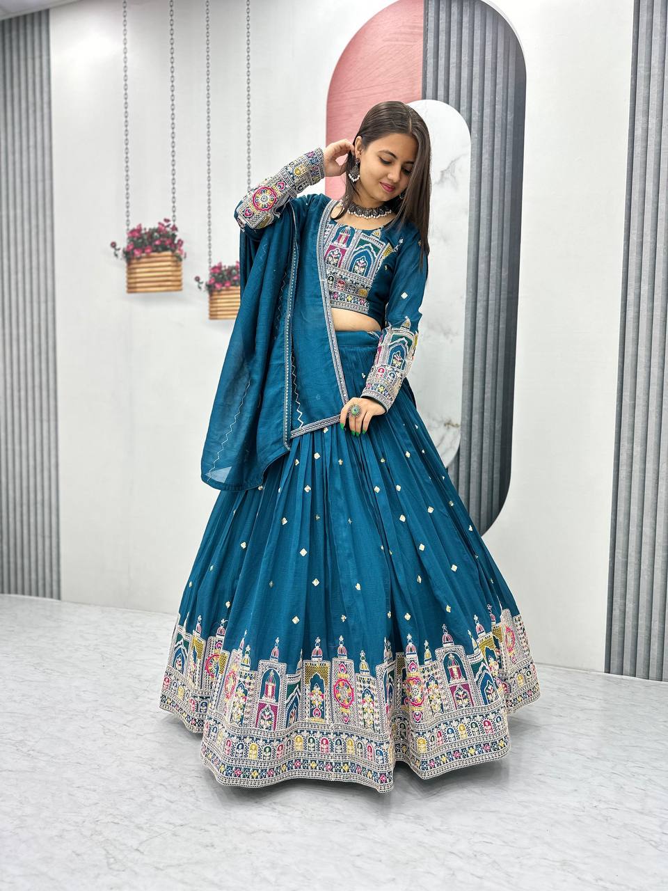 Occasion Wear Sequence Work Teal Blue Color Lehenga Choli