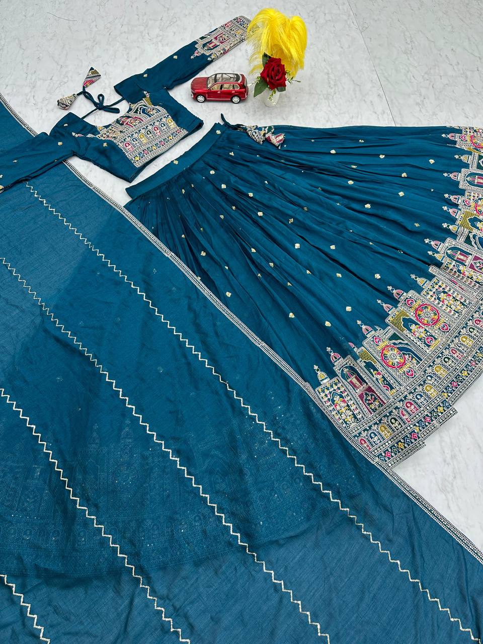 Occasion Wear Sequence Work Teal Blue Color Lehenga Choli