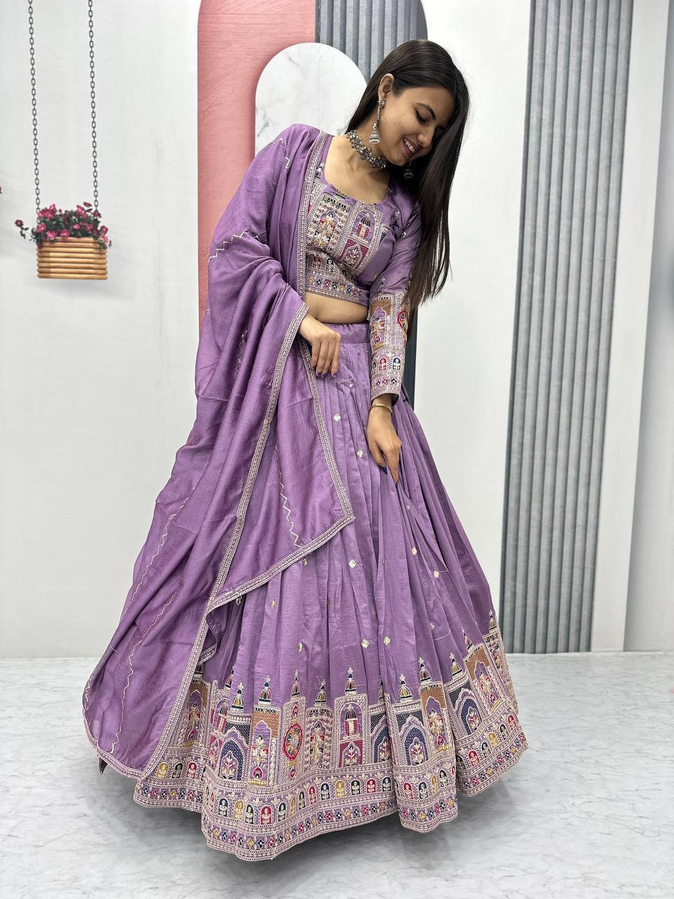 Occasion Wear Sequence Work Onion Color Lehenga Choli