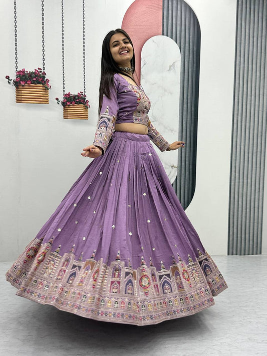 Occasion Wear Sequence Work Onion Color Lehenga Choli