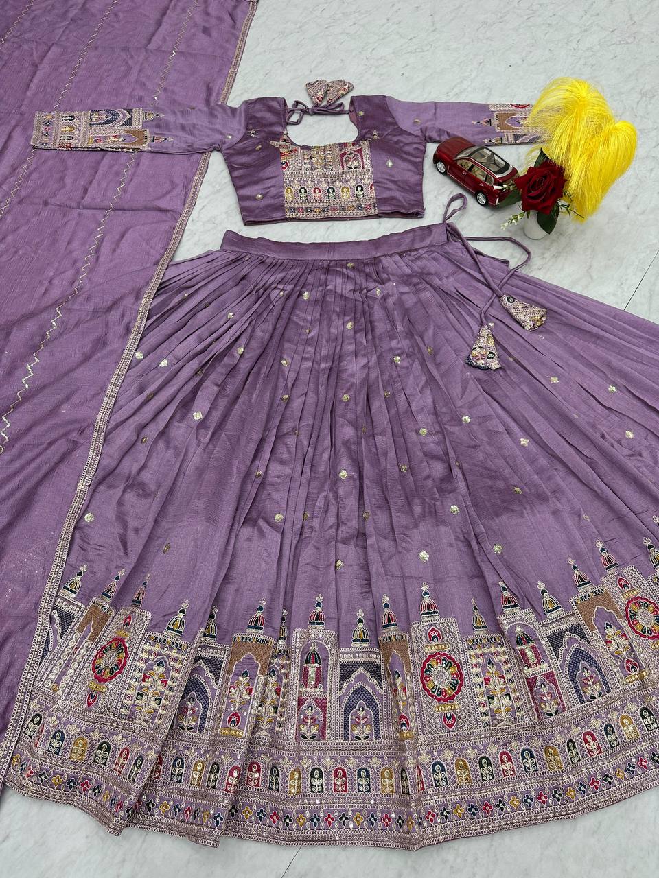 Occasion Wear Sequence Work Onion Color Lehenga Choli