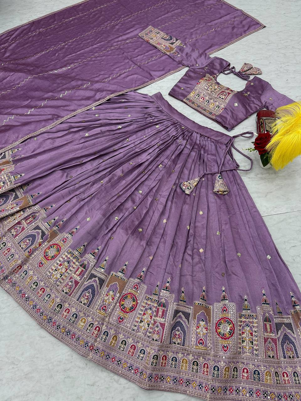 Occasion Wear Sequence Work Onion Color Lehenga Choli