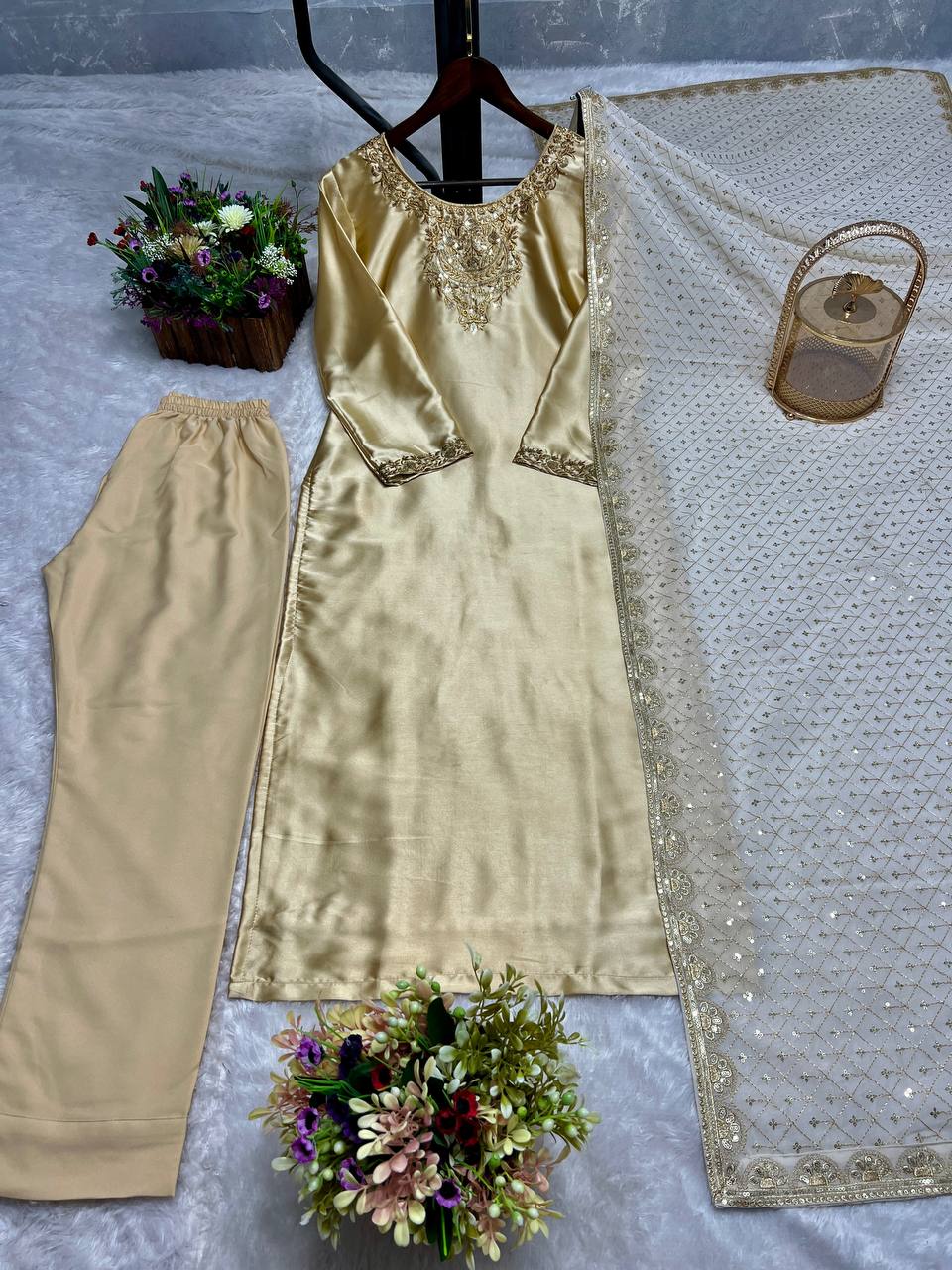 Elegant Sequence Work Off White Color Salwar Suit