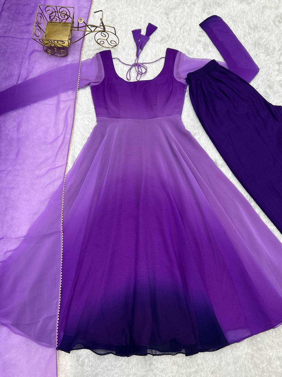 Elegant Georgette Purple Color Anarkali Suit