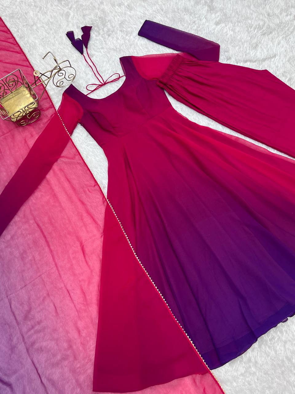 Elegant Georgette Dark Pink Color Anarkali Suit