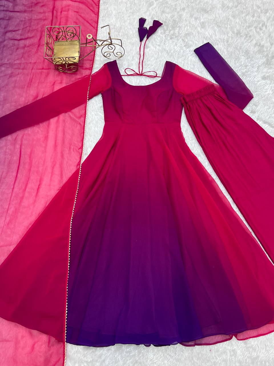Elegant Georgette Dark Pink Color Anarkali Suit