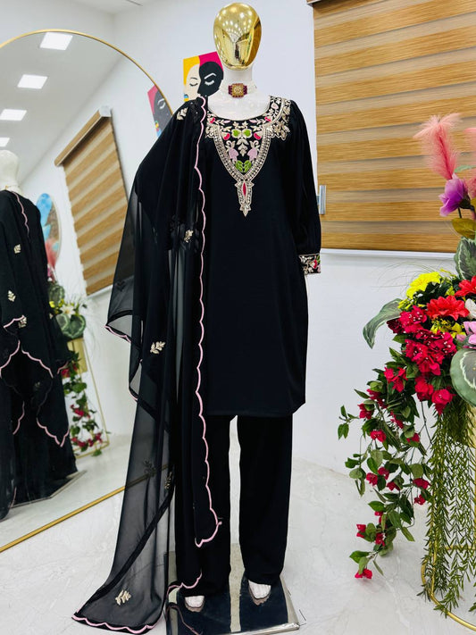Gorgeous Sequence Work Black Color Palazzo Suit