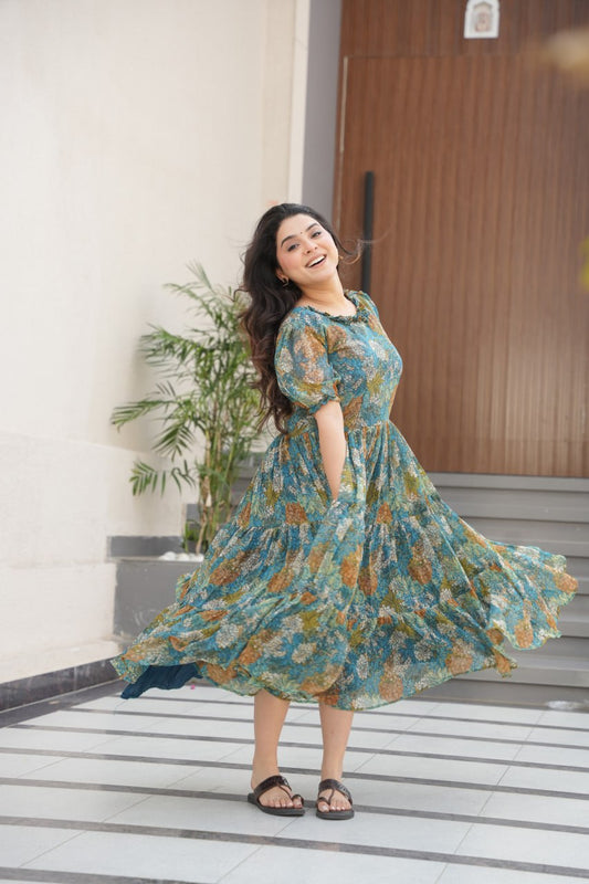 Decent Georgette Multicolor Gown