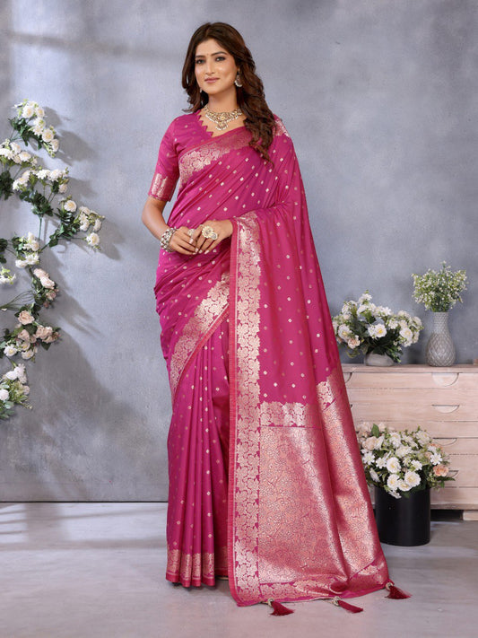 Pink Color Traditional Banarasi Silk Rich Pallu Saree