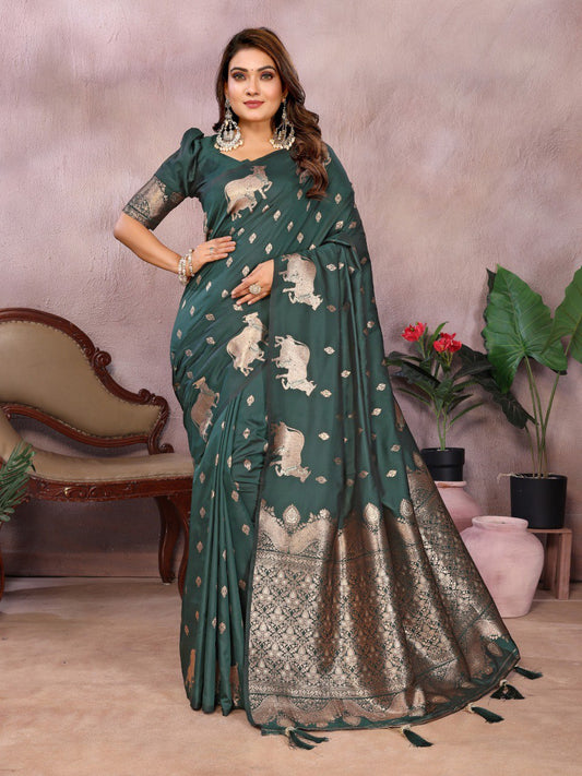 Festive Wear Green Color Banarasi Silk Saree