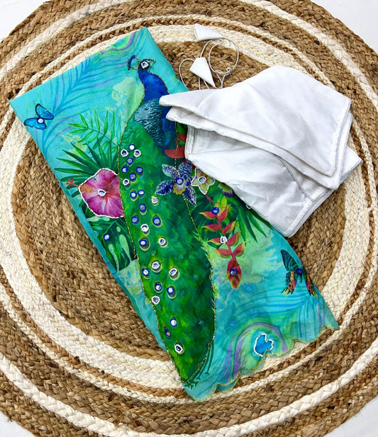 Classic Peacock Print Blue Color Saree