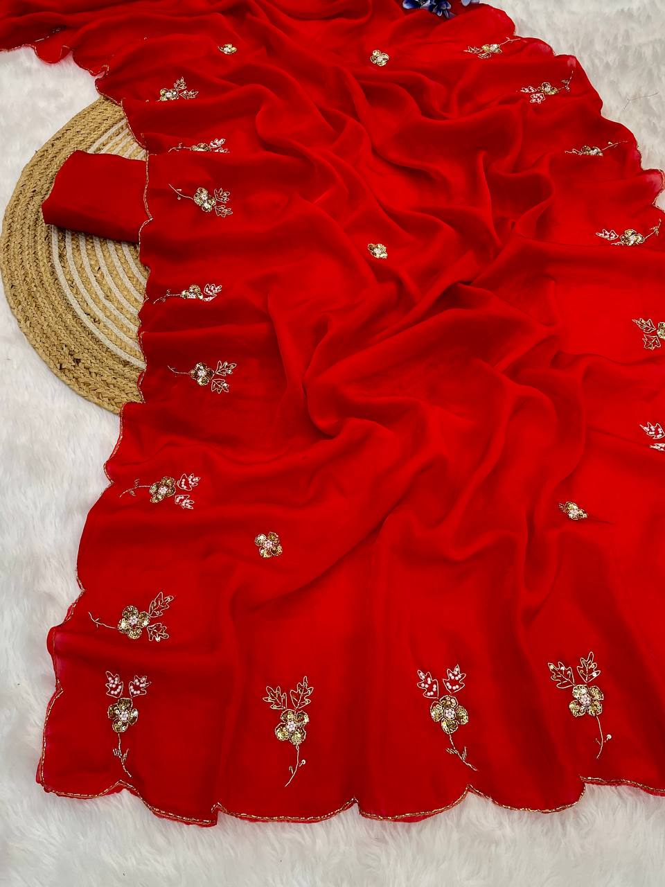 Gorgeous Fandy Silk Red Color Saree