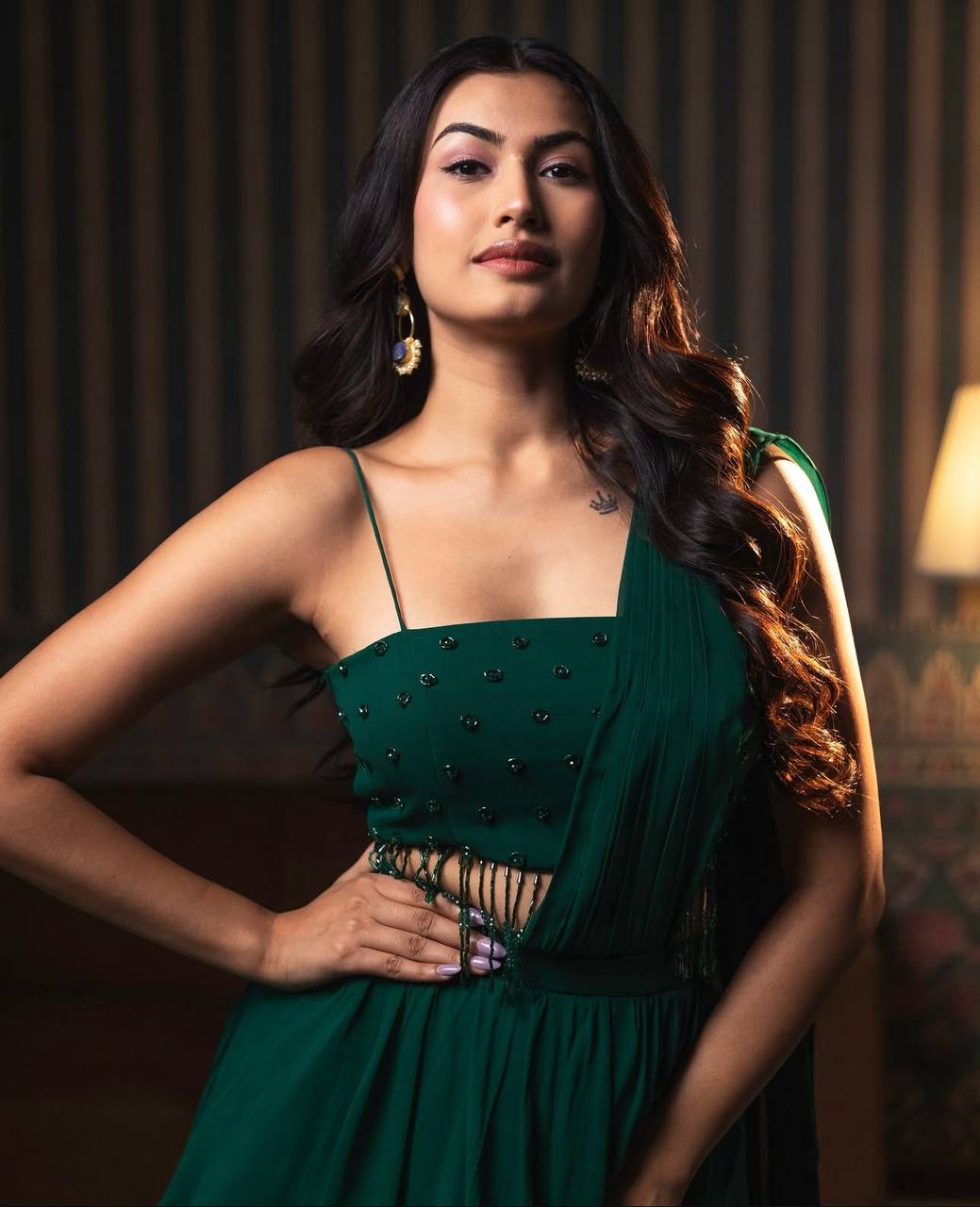 Occasion Wear Georgette Green Color Draped Lehenga Choli