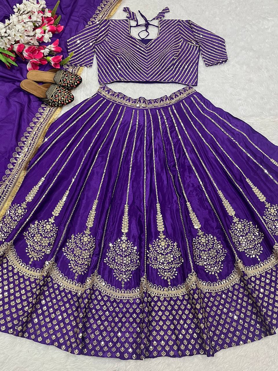 Classique Heavy Work Purple Color Lehenga Choli