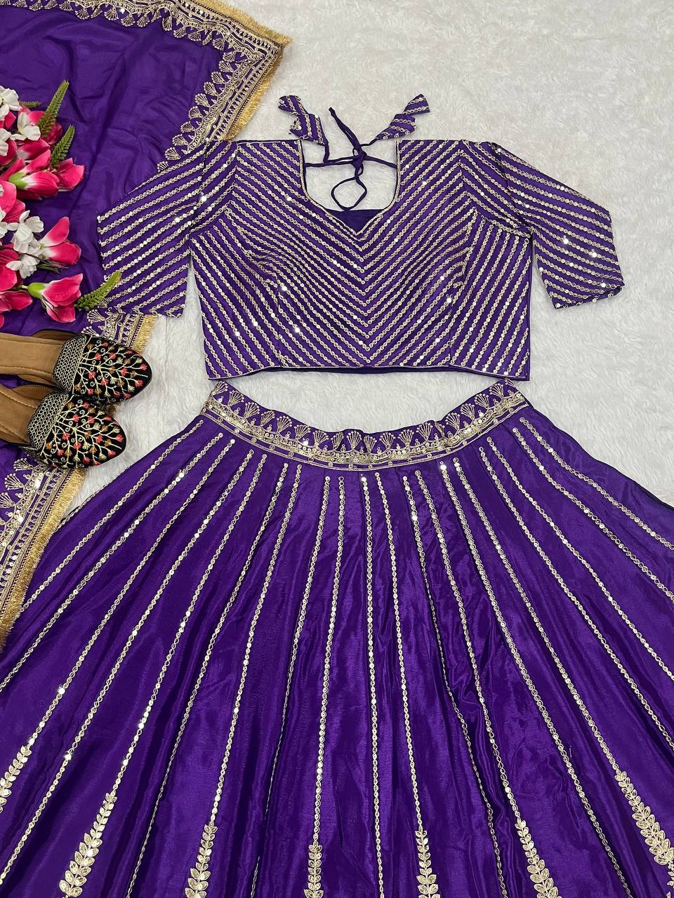 Classique Heavy Work Purple Color Lehenga Choli