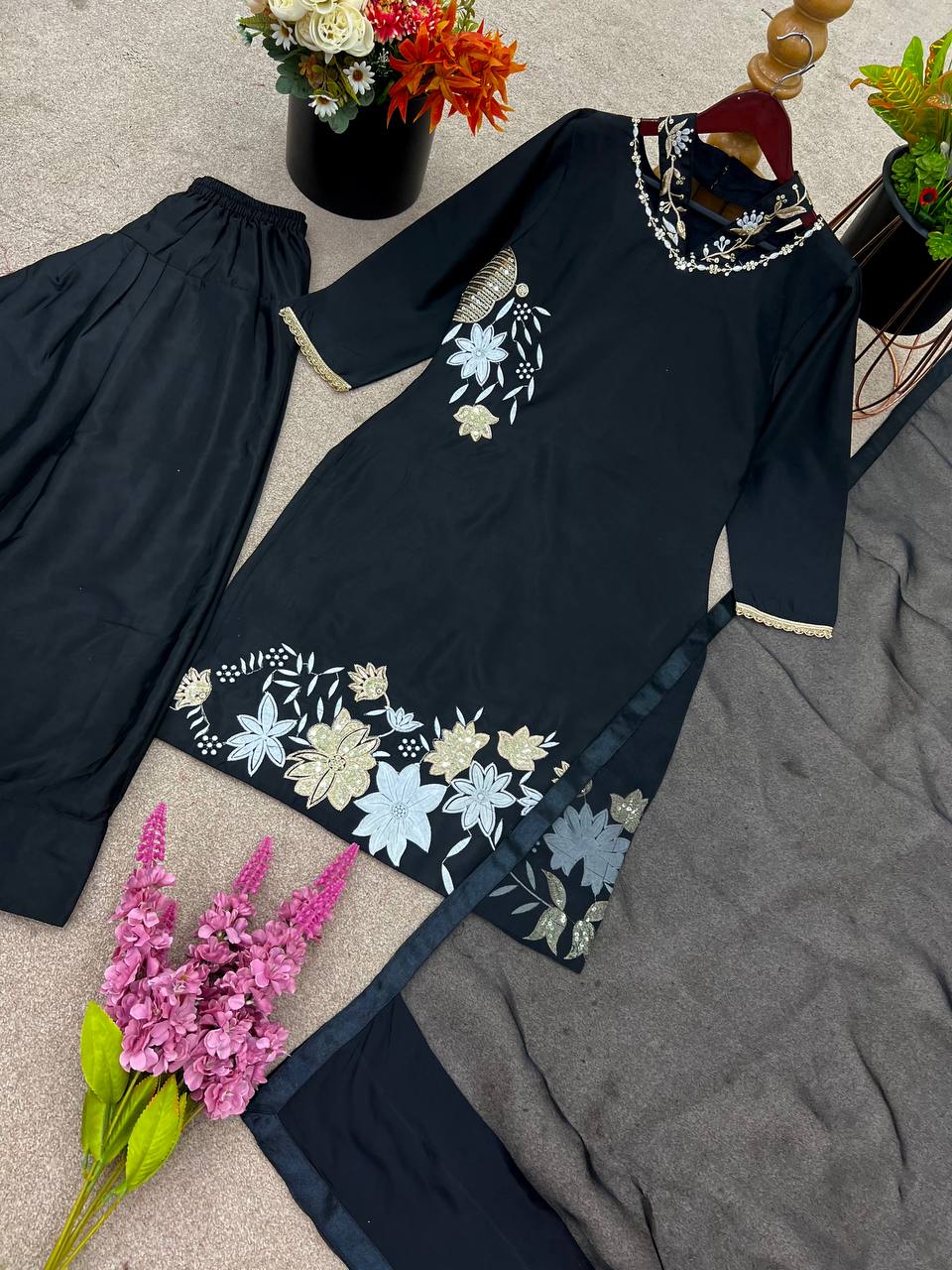 Blissful Sequence Work Black Color Salwar Suit