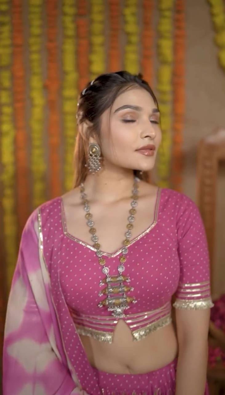 Garba Special Border Work Pink Color Lehenga Choli