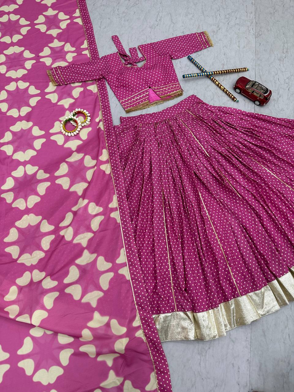 Garba Special Border Work Pink Color Lehenga Choli