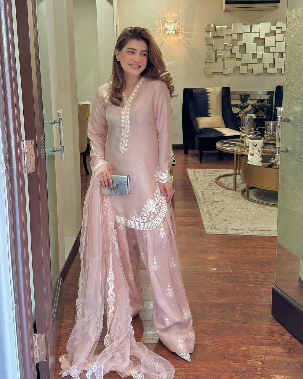 Sequence Work Punjabi Style Peach Color Salwar Suit